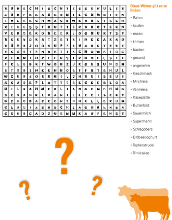 Wörtersuche zum Thema Milch