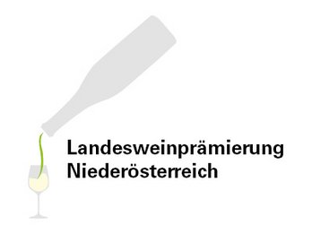 Logo Landesweinprämierung Niederösterreich mit Weinflasche und Glas