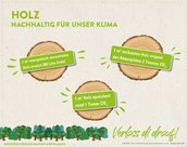 Infografik von Verlass di drauf der Landwirtschaftskammer Niederösterreich zu Holz ist nachhaltig für unser Klima