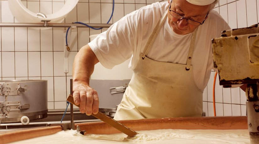 Mann misst Temeratur bei Milch (C)AMA Marketing