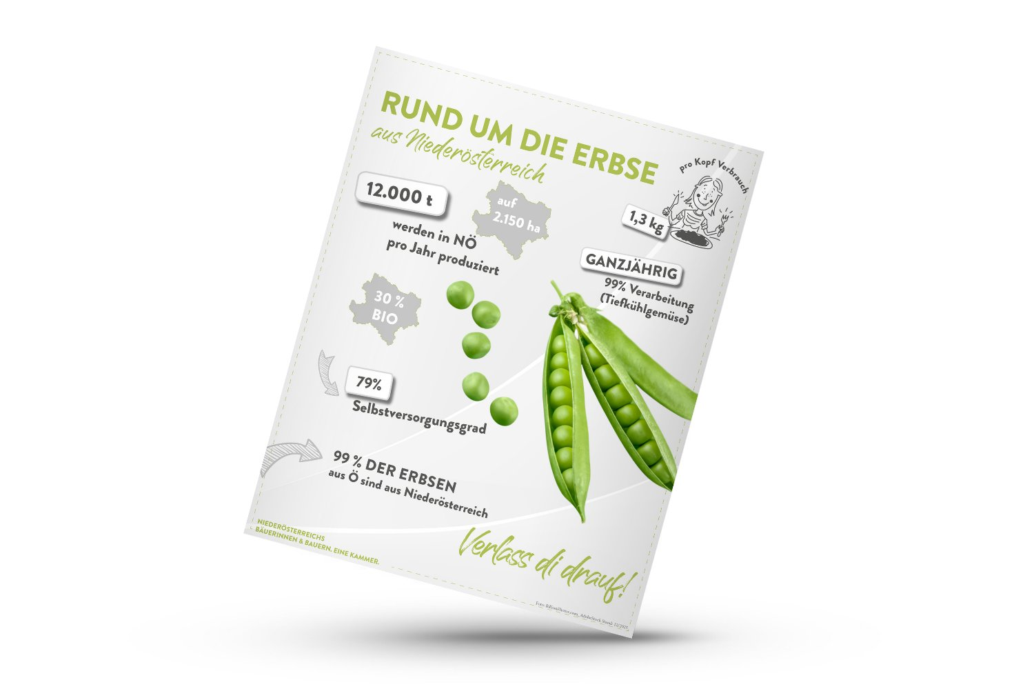 Mockup zu Infografik der Landwirtschaftskammer Niederösterreich zu Erbsenreichtum in Niederösterreich