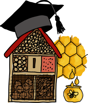 Biene mit Honig auf Wabe als Illustration von ©Eva Kail