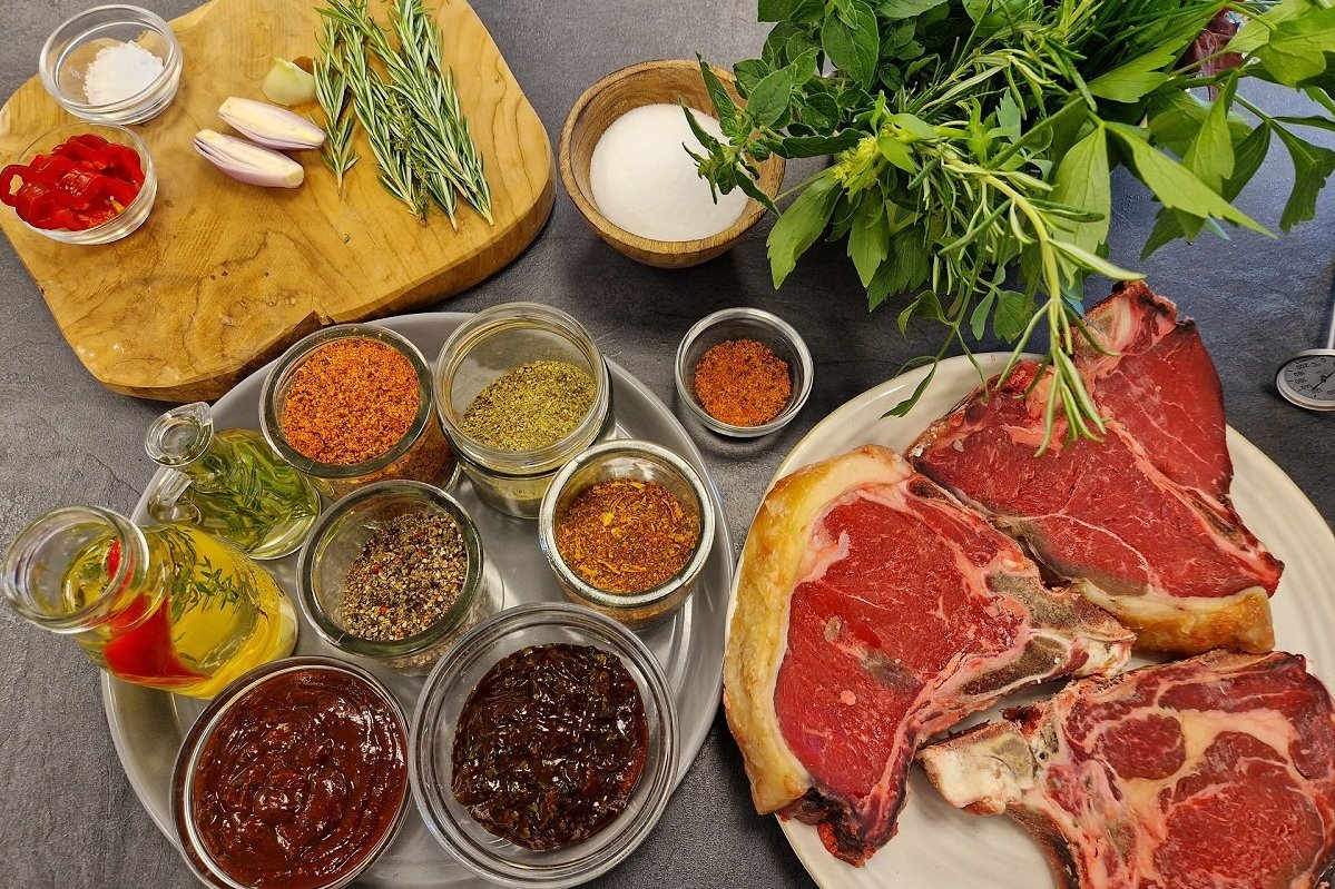 Steak, Rubs, Kräuter