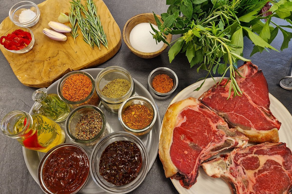 Steak, Rubs, Kräuter