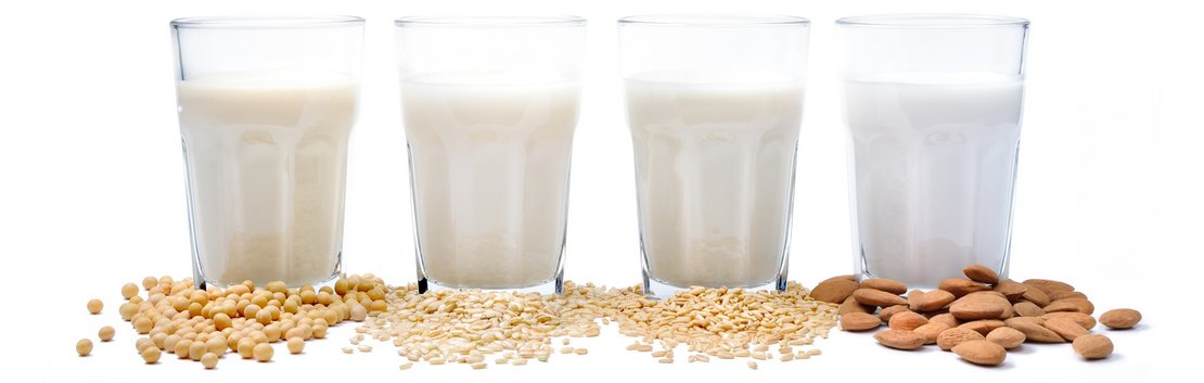 Vegetable milk: soy milk, rice milk, oat milk, almond milk