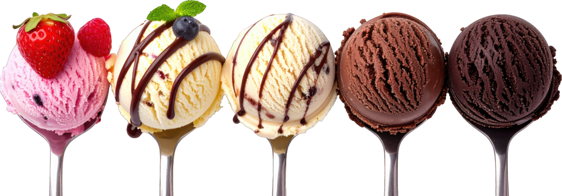 Eiscreme auf Löffeln
