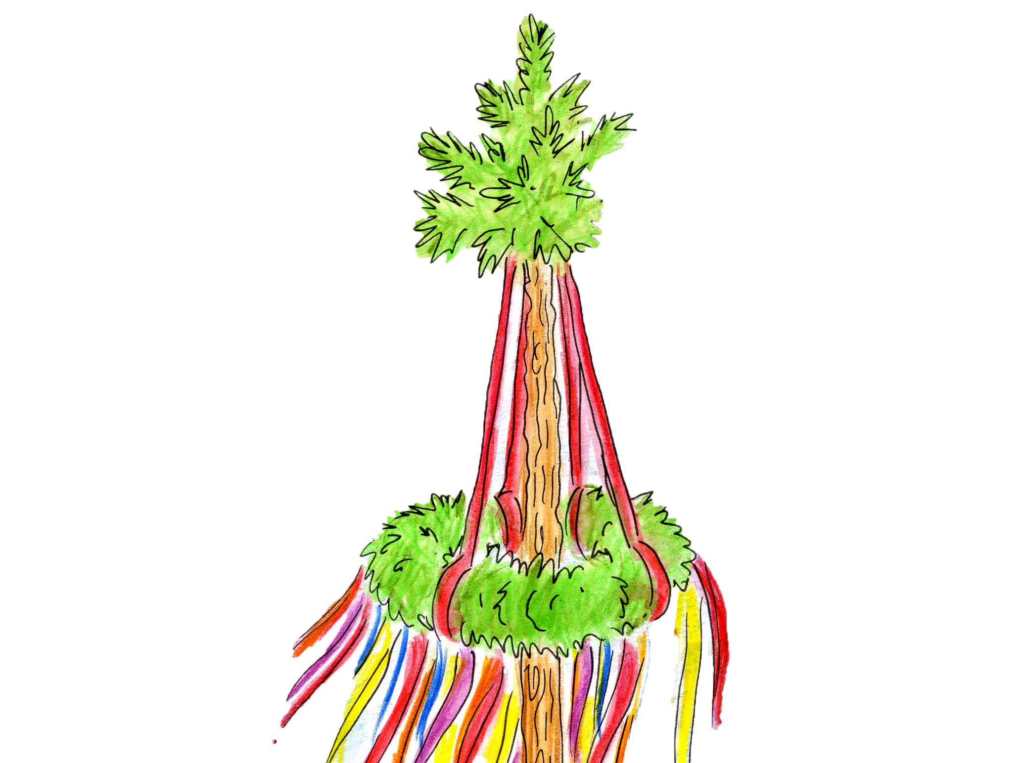 Zeichnung eines Maibaumes