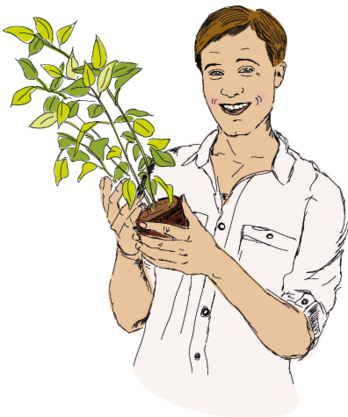 Hobbygärtner mit Pflanze als Illustration von ©Eva Kail