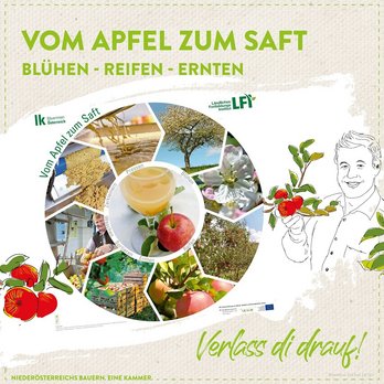 Plakat vom Apfel zum Saft