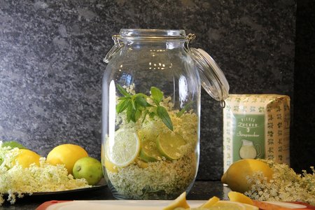 Die Blüten von den groben Stielen abschneiden und in ein hohes Glas oder Topf geben.