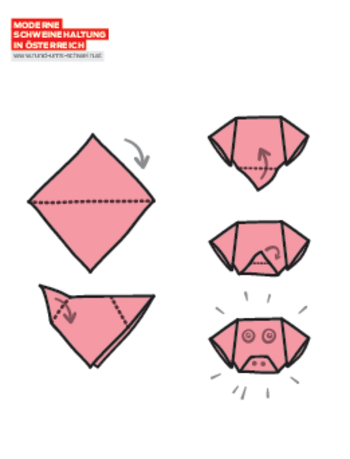 Faltanleitung Schweinekopf und Schweinchen von Verband österr. Schweinebauern (VÖS)