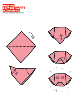 Faltanleitung Schweinekopf und Schweinchen von Verband österr. Schweinebauern (VÖS)
