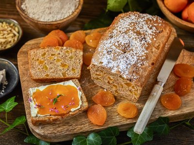 Süßes Aprikosenbrot mit Honig und Nüssen