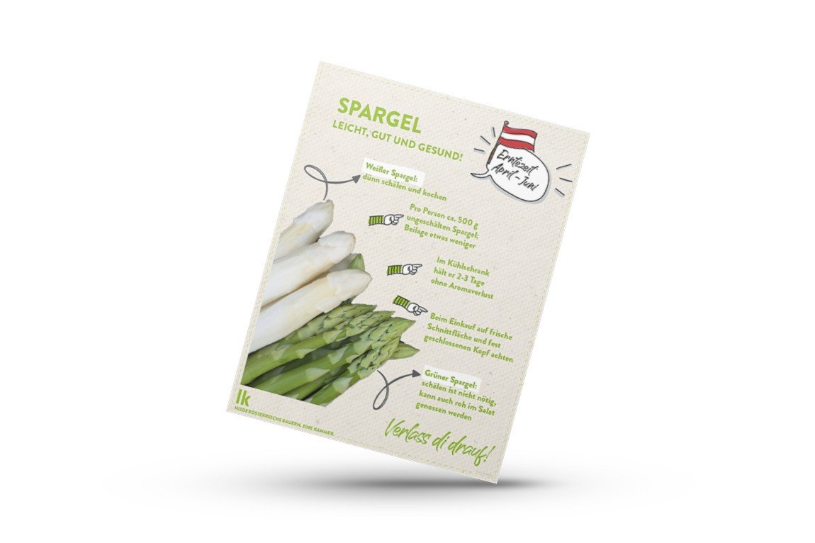 Mockup von Infografik von Verlass di drauf der Landwirtschaftskammer Niederösterreich zu Spargel