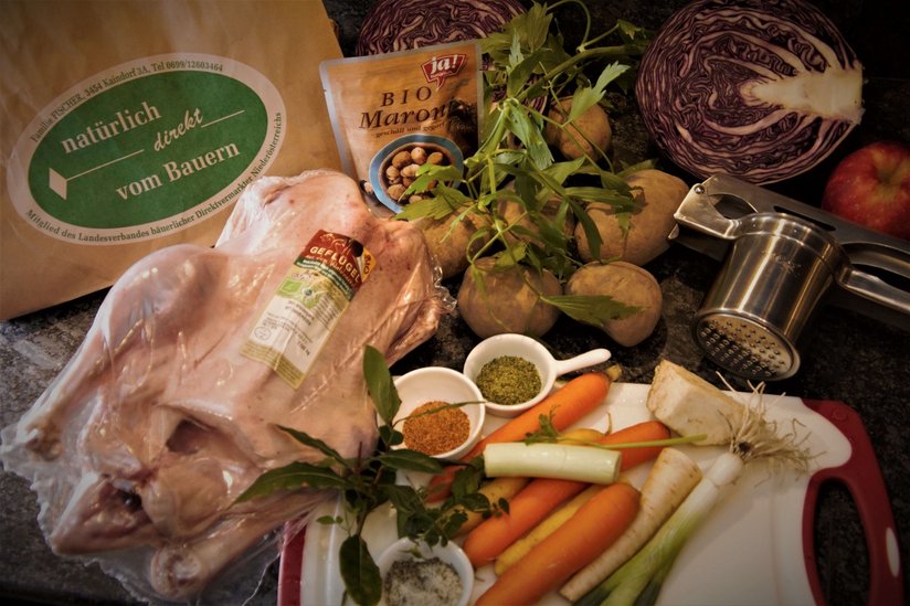 Zutaten für Gefüllte Gans mit Beilagen ©Elisabeth Heidegger/LK Niederösterreich