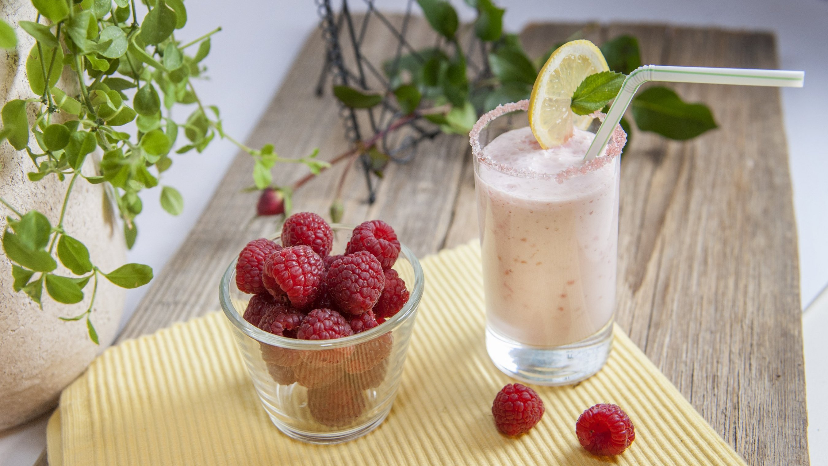 Bunter Himbeer-Milchshake mit Himbeeren und Zitrone garniert ©Eva Lechner/LK Niederösterreich