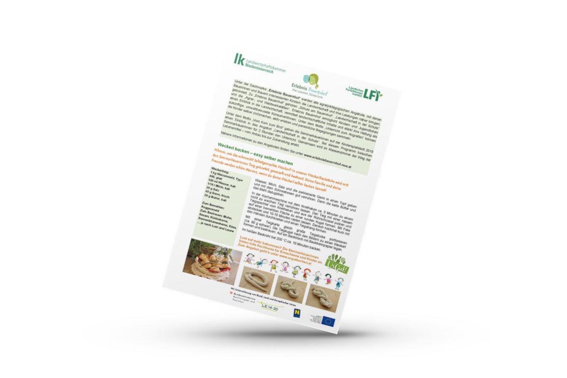 Mockup von Rezept Geflochtene Weckerl aus Weizenmehl