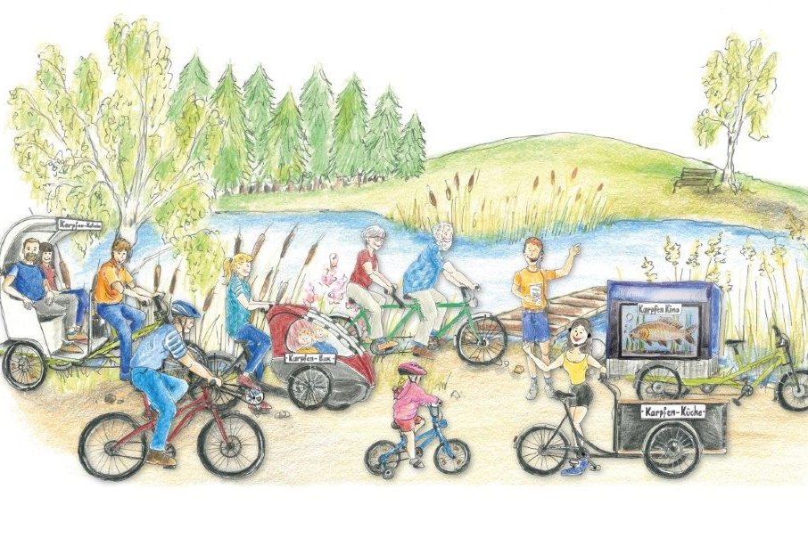 Mit dem Fahrrad zum Karpfenteich radeln und etwas über Karpfen lernen. Ein unterhaltsamer Ausflug für Groß und Klein im Waldviertel.