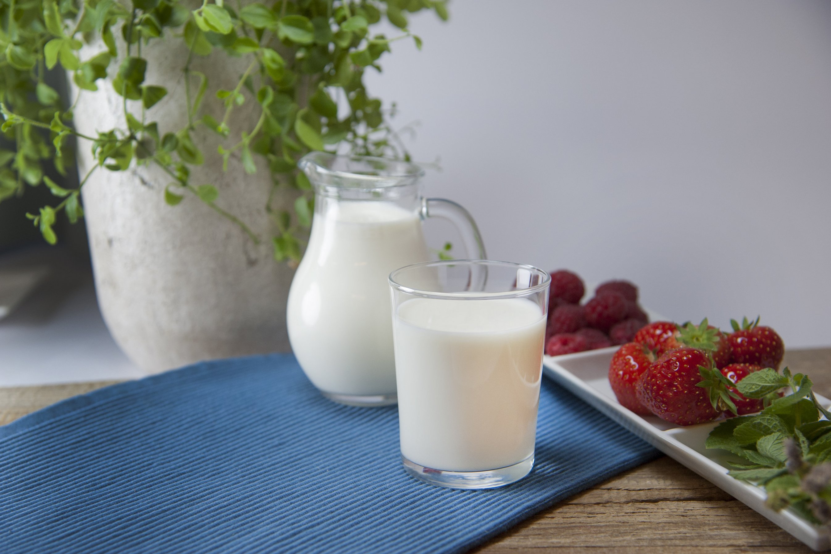 Milchglas mit Milchkrug