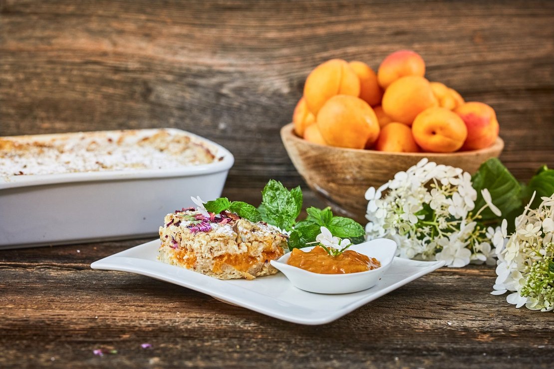 Auflauf mit Aprikose und Quark