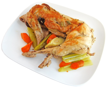 Hase zubereitet auf Teller mit Gemüse ©pixabay