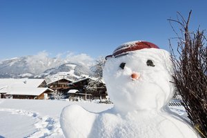 Schneemann in Winterlandschaft bei Urlaub am Bauernhof ©Hans Huber