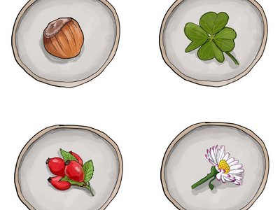 Acht Dosen für Memory mit Inhalt