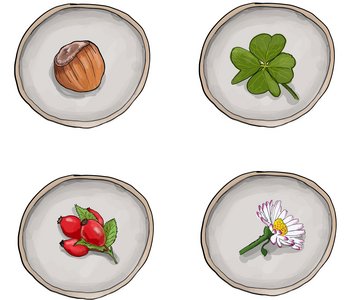 Acht Dosen für Memory mit Inhalt