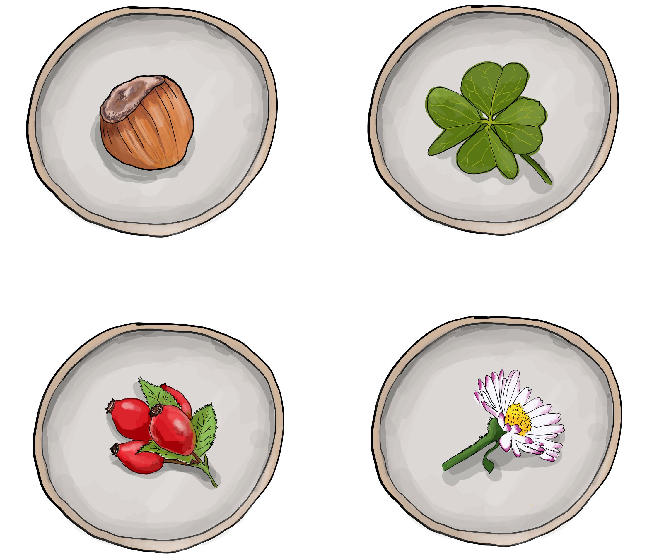 Acht Dosen für Memory mit Inhalt