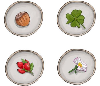 Acht Dosen für Memory mit Inhalt