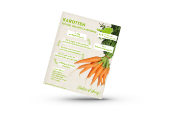 Mockup zu Infografik von Verlass di drauf der Landwirtschaftskammer Niederösterreich zu Karotten, ihrer Herkunft und dem Selbstversorgungsgrad