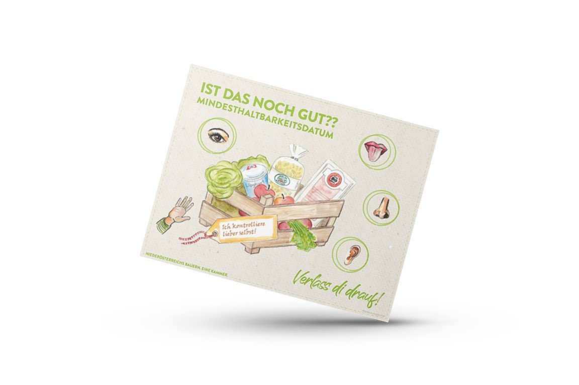 Infografik von Verlass di drauf der Landwirtschaftskammer Niederösterreich zum Mindesthaltbarkeitsdatum