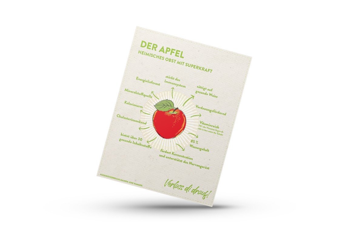 mockup von Infografik von Verlass di drauf der Landwirtschaftskammer Niederösterreich zu Apfel als heimisches Superfood