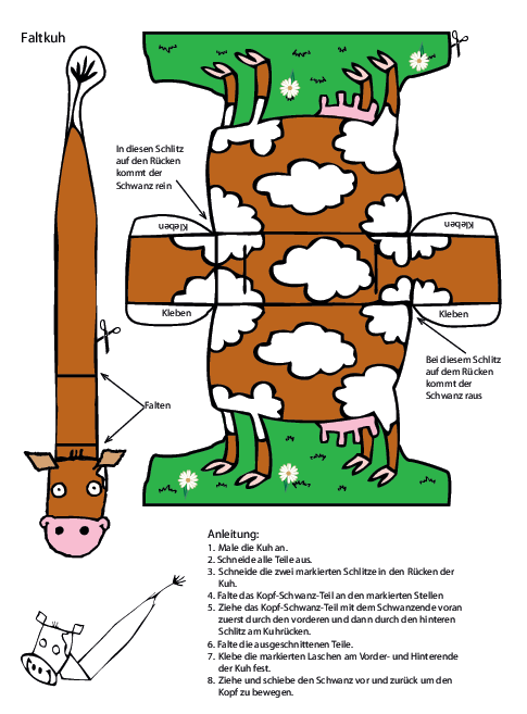 Anleitung zum Falten einer Milchkuh von AMA GesmbH www.rund-um-schulmilch.at