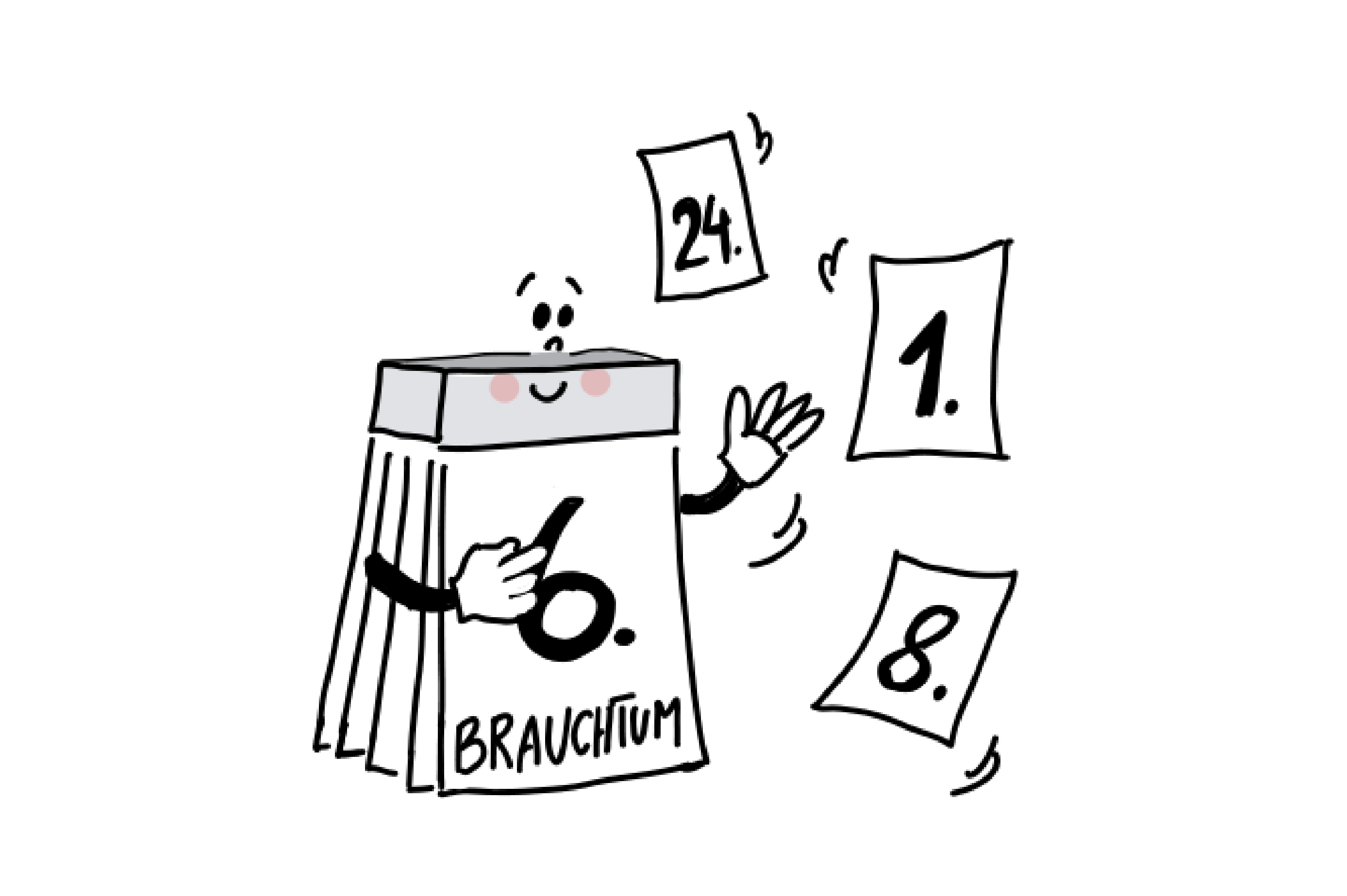 Brauchtum Illustration von Kalender mit Kalenderblättern ©Eva Kail