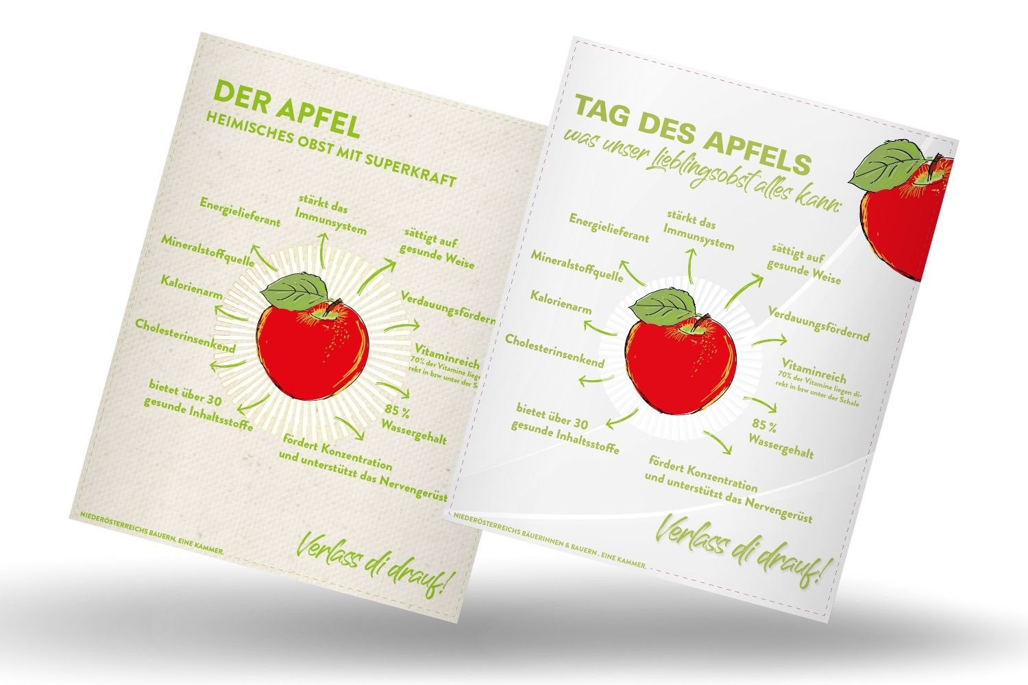mockup von Infografik von Verlass di drauf der Landwirtschaftskammer Niederösterreich zu Apfel als heimisches Superfood